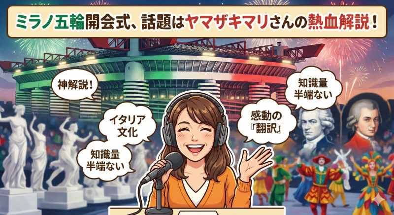 ミラノ五輪開会式NHK中継ゲストのヤマザキマリ氏「感無量」「踊る黒柳徹子さん」ネット絶賛「面白過ぎ」